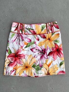 Cache Floral Mini Skirt - White, Pink, Yellow, Green made in USA